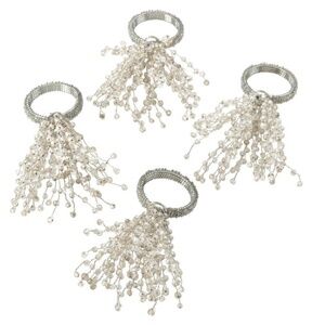 NWT Beaded Spray Design Napkin Ring (Set of 4) - Saro Lifestyle NR389